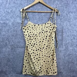 Audrey 3+1 Slip Dress Small Tie Straps Mini Y2K Cheetah Adjustable USA